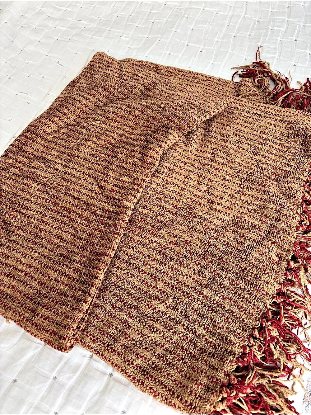 Restoration Hardware red and gold cotton blanket